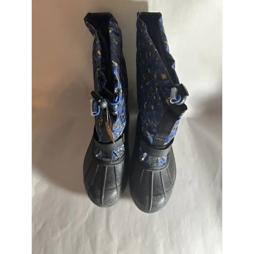 NIB Columbia Youth Unisex Powderbug Forty Print Snow Boot Black/Laser Lemon Sz 7